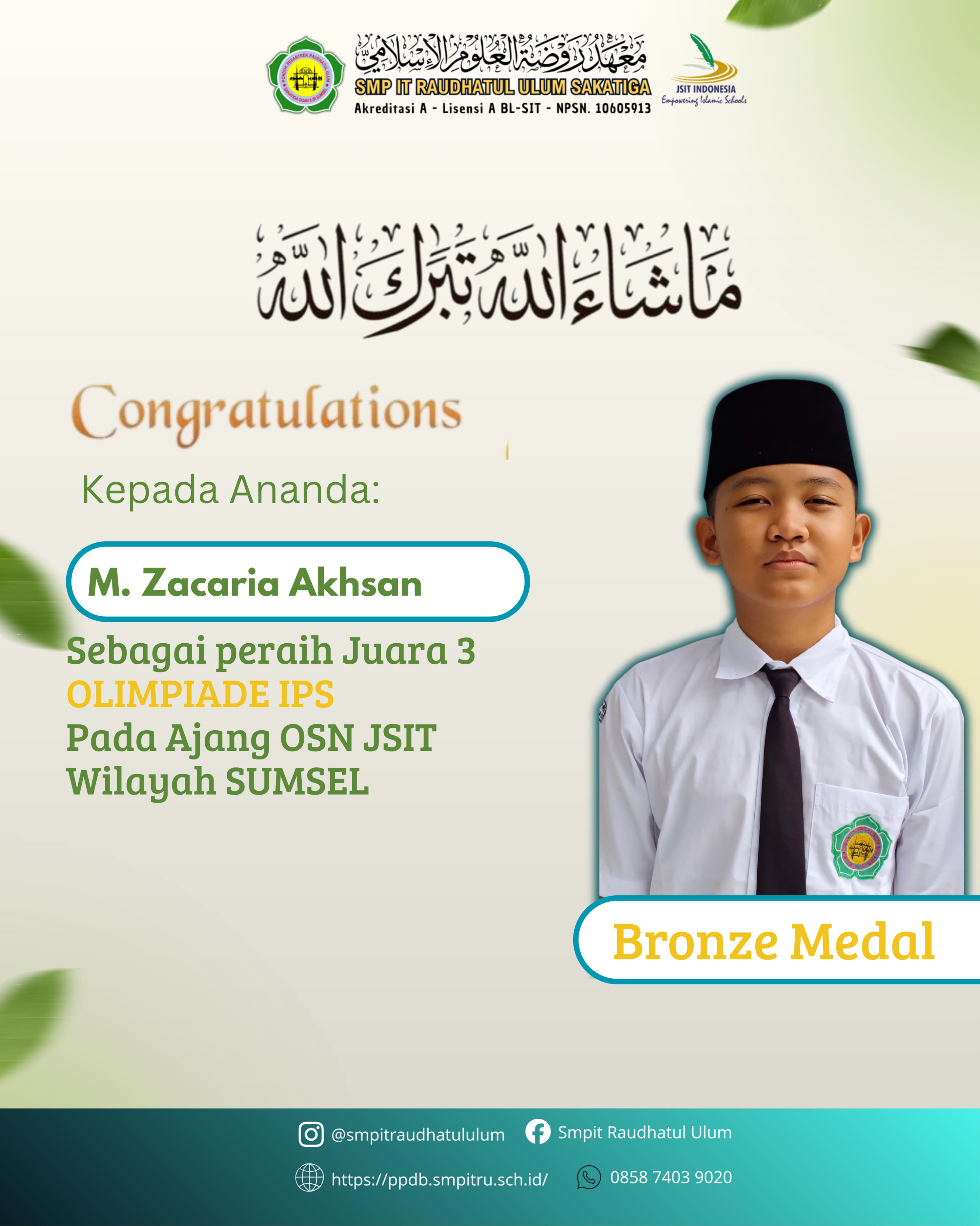 Juara 3 Olimpiade IPS OSN JSIT Sumsel